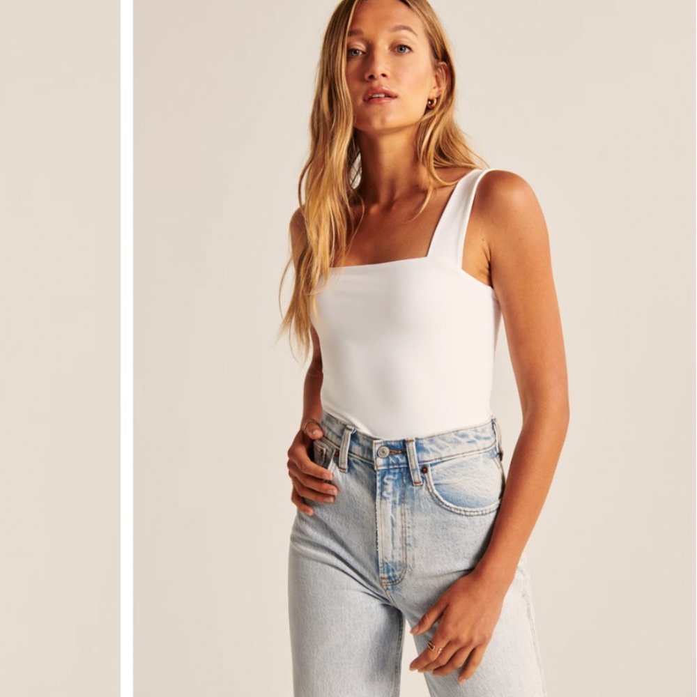 Abercrombie Double-Layered Seamless Fabric Squareneck Bodysuit